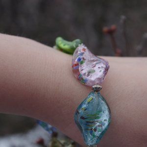 Rare Find Artesian Fire Blown Glass Bracelet
